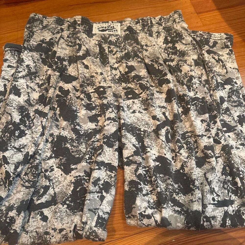 Vintage California Crazee Wear Pants Made in USA Black White Y2K Gym